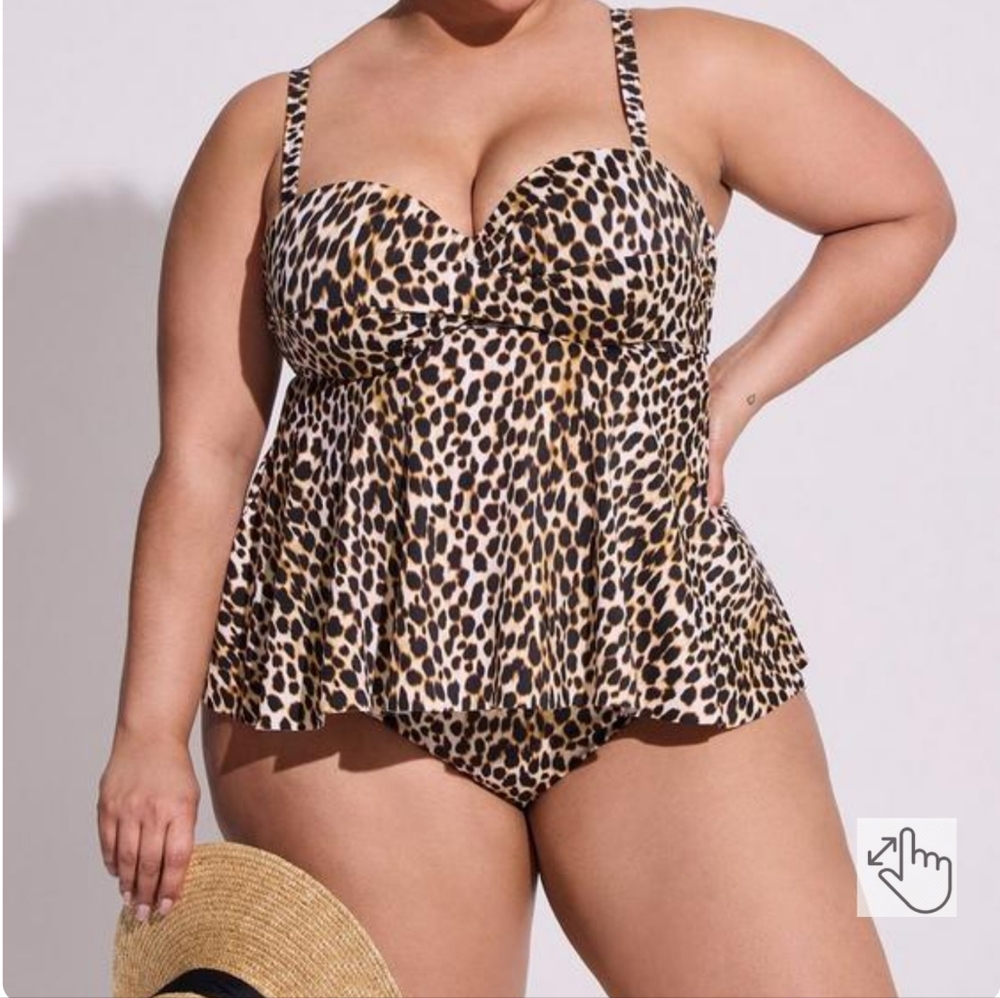 Torrid Cheeta Print Underwire Twist Front Tankini 3X DD-F